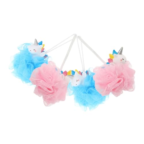 TOVINANNA 4Pcs Unicorn Loofahs for Soft Pe Mesh Bath Sponges Gentle Body Exfoliating Shower Scrubbers for Fun Bath and