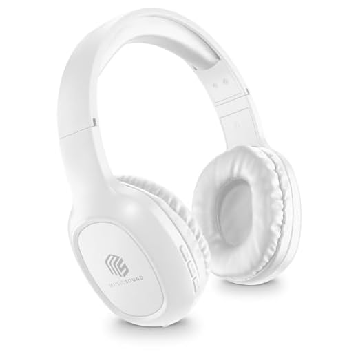 Music Sound | Casque Bluetooth Basic | Casque Bluetooth Supra-auriculaire avec Bandeau Extensible - Autonomie 14h - Recharge 2h - Voyant LED et entrée AUX - Couleur Blanc