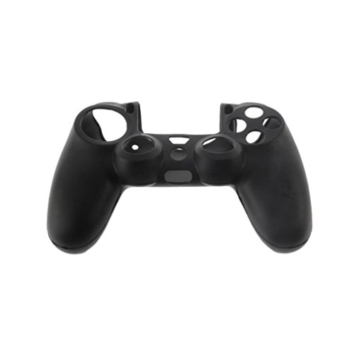 Non-Slip Material with Ribbed Grip Soft Silicone Gel Rubber Case Skin Shell Cover for Sony PS4 PlayStation 4 Controller Grip Handle Console,black