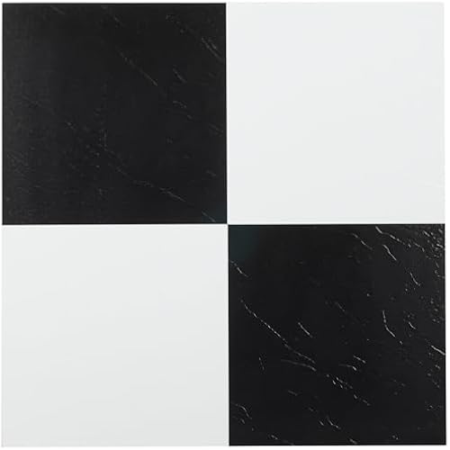 Sterling Peel & Stick Vinyl Floor Tiles, 20-Pack, 12 x 12 in, Black & White