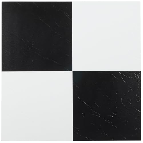 Sterling Self Adhesive 12-Inch Vinyl Floor Tiles, 20 Tiles - 12" x 12", Black and White Pattern - Peel & Stick, DIY Flooring for Kitchen, Dining Room, Bedrooms & Bathrooms by Achim Home Decor by ACHIM - Used condition - US$14.61