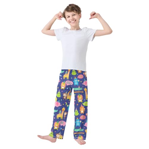 ZZXXB Birthday Lion Monkey Boys Long Pants Soft Trousers Elastic Waist Kids Lounge Bottoms with Pockets S-XL2