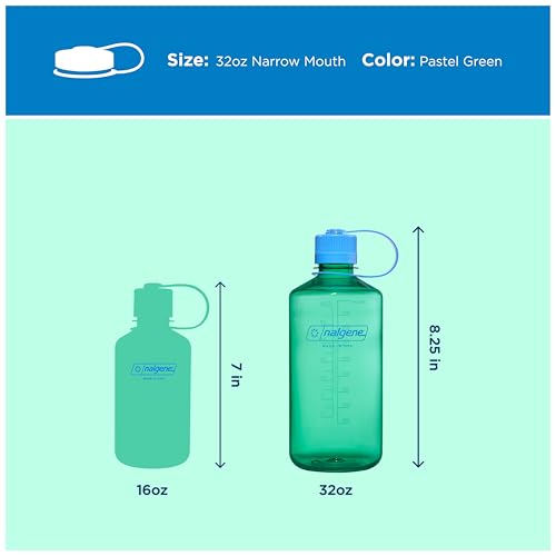 Image of Nalgene 32 oz Narrow Mouth Water Bottle | BPA-Free, Durable & Leak Proof, Lghtweght Bottle for Hkng, Gym & Travel, Pastel Green
