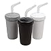 Re-Play Made in USA | 3pk Heavy Duty Straw Cups with Reversible Straw | Eco Friendly Recycled HDPE - Cups Virtually Indestructible | - Black,Grey,White(Monochrome)