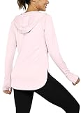 Hiwzffy Women's UPF 50+ Sun Shirt Hoodie SPF Long Sleeve UV Protection T-Shirts Rash Guard Hiking Quick Dry Lightweight Pink M