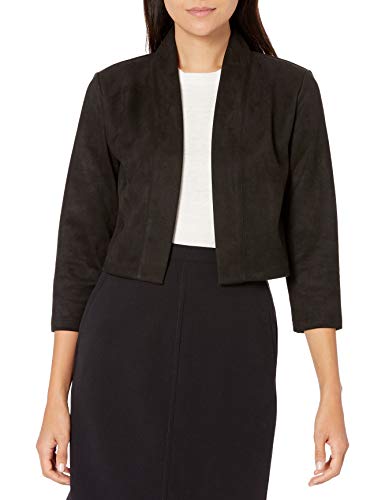 Calvin Klein Women's Three Quarter Sleeved Suede Shrug, Black, X-Large