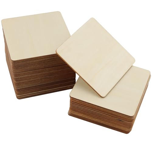 HOIGON 30 PCS Square Unfinished Wood Pieces, 6 x 6 Inch Blank Basswood Wooden Sheets Wooden Cutout for Crafts, DIY, Painting