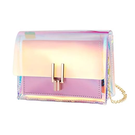 TENDYCOCO bolso de mano holograma bolso cruzado iridiscente bolsos de cadena transparente para mujer