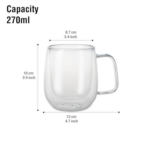 Image of Treo by Milton Halo High Borosilicate Glass Tea & Coffee Mug Set of 1, 270 ml I Micro Wave & Refrigerator Safe I Reduced Condensation I Food Safe I Premium Gifts for Woman, Man