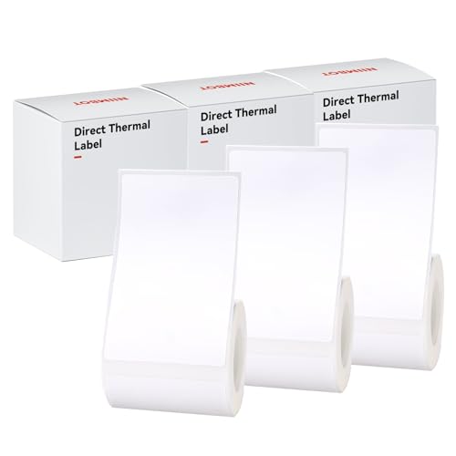 Haihaixiong White Label Paper of 3 Rolls 50x80mm Compatible with NIIMBOT B1 B21 B3S Label Maker, 230 Sheets per Roll, Waterproof, Self-Adhesive