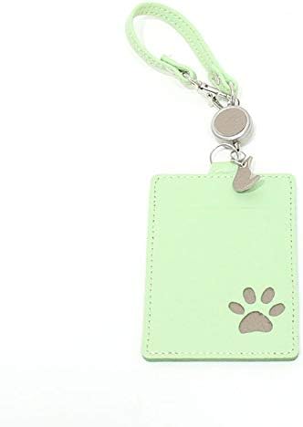 Amazon 本革 グリーン ネコ 足跡 リール パスケース レディース リール付き 定期入れ 猫 ねこ 肉球 シルエット Icカード ケース 牛革 日本製 定期入れ