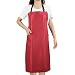 Waterproof Rubber Vinyl Apron for Women - Chemical Resistant Work Cloth with 2 Pockets - Adjustable Bib Butcher Apron - Best for DishWashing, Lab Work, Dog Grooming, Cleaning Fish (Red)