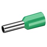 Heschen コードエンドターミナル 絶縁スリーブ付棒端子, E2508, AWG14 / 2.5mm², ワイヤー銅圧着コネクタ, ビニール絶縁, 緑, 1000個入り