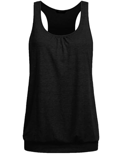 PINSPARK 1 or 3er Pack Damen Sport Tank Tops Atmungsaktives Racerback Yoga Shirts Laufen Fitness Ärmelloses Oberteile Sporttop Schwarz L