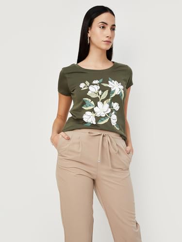 Image of Max Women's Cotton Regular Fit Graphic Printed T-Shirt - Pack of 2