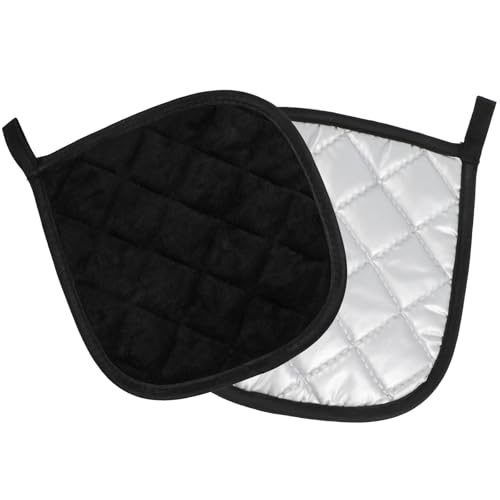 2 Piezas Agarradores de Cocina - Manoplas Horno - 20 x 20 cm - Material de Poliéster - Se Puede Usar como Agarrador o Guante de Horno - para Cocinar y Hornear (Negro)