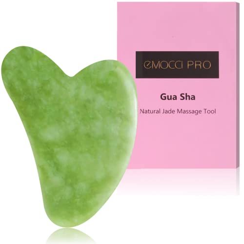 Gua Sha Stein Set Jade Guasha Massage Schaber Face Roller Gesichtsroller für Gesicht Augen Anti-Aging Nacken Massagewerkzeug Geschenkset (Grün)