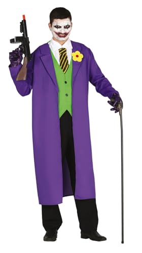 FIESTAS GUIRCA | Disfraz Killer Buffoon Adulto (52-54/L) - Chaleco, Corbata y Gabardina - Disfraces de Payaso Asesino y Mr. Smile para Halloween, Carnaval y Fiestas de Terror - Ideal para Adultos
