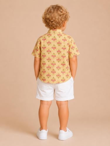 Image of A.T.U.N. (ALL THINGS UBER NICE) Boys 100% Cotton Printed Shirt | Half Sleeve Smart Casual Shirt for Kids | Soft Breathable Button Placket Top for Boys