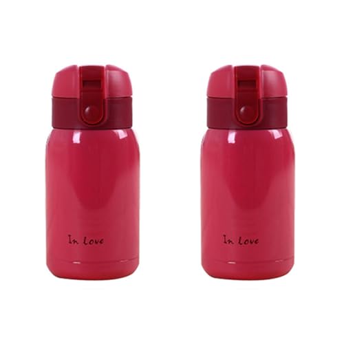 Toolvvik 2 mini termos de acero inoxidable grandes (rosa y rojo) 200 ml