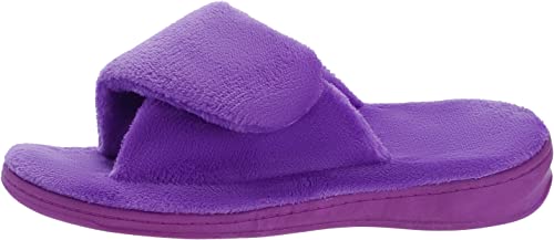 Image of WHITIN Women's Adjustable House Slippers Arch Support Orthotic Shoes for Plantar Fasciitis, Purple, 8