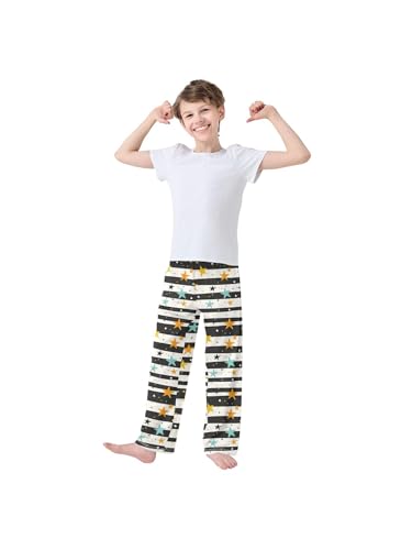ZZKKO Yellow Blue Star Black Stripe Boys Pants for Kids Jogger Pants with Pockets S3