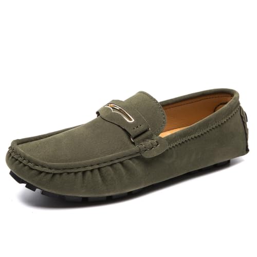 Mocasines Penny para hombre: la solución cómoda y suave sin cordones en verde oscuro