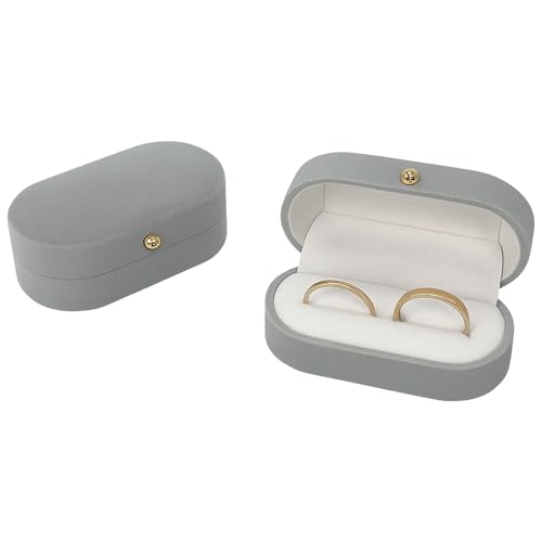 Boîte à Alliance Mariage- Porte-Alliance Grise Légère & Lisse Artisanale - Avec Coussin pour Proposition, Mariage & Stockage Quotidien