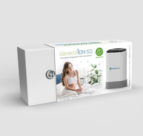 HealthyLine Generation 50 Negative Ion Generator - Small Personal Air Ionizer with Highest (50 million negative ions/cc) Output - Ozone Free, Filterless Mobile Travel - Rechargeable