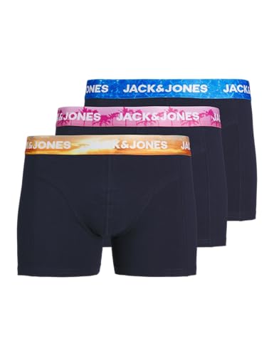 Image of JACK&JONES PLUS Men's JACLUCA Solid Trunks 3 Pack PLS Boxer Shorts, Navy Blazer/Pack:Navy Blazer-Navy Blazer, XXXXXL