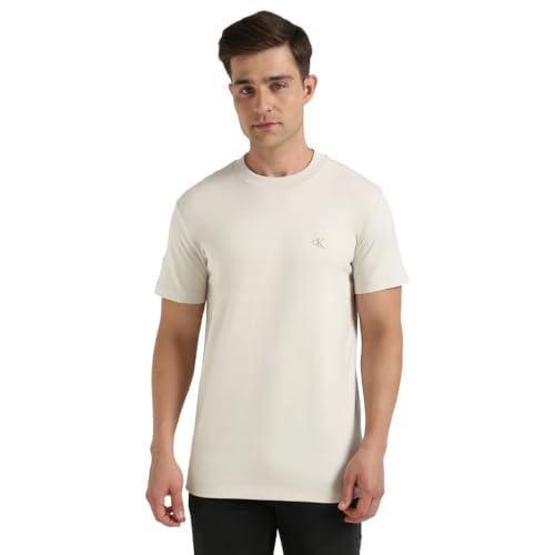 Calvin Klein Jeans Men's Heavy Regular Tee, Moonbeam, Medium