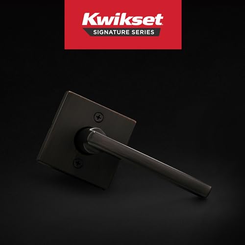 Image of Kwikset Halifax Dummy Door Handle, Single Sided Lever for Closets, French Double Doors, and Pantry, Venetian Bronze Non-Turning Reversible Interior Push /Pull Lever, with Microban Protection