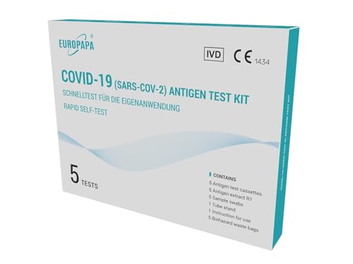 EUROPAPA® 5x Corona Schnelltest Selbsttest Covid-19 Nasal Laientest schnell und einfach Zuhause im...