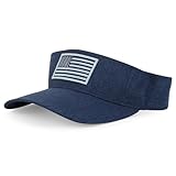 Trendy Apparel Shop USA American Flag Embroidered Polyester Summer Visor Hat - Navy