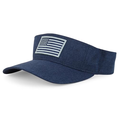 Image of Trendy Apparel Shop USA American Flag Embroidered Polyester Summer Visor Hat