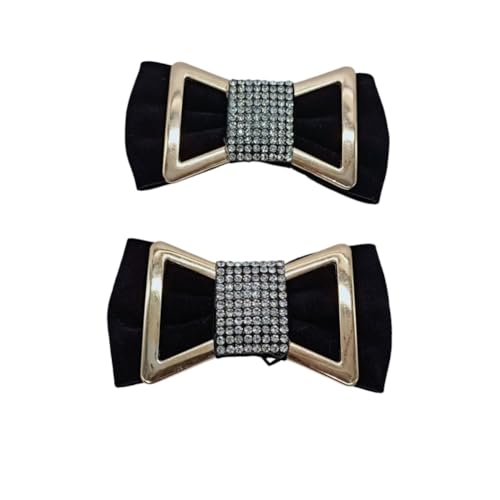 Clips pour chaussure mariée en velours noir à strass avec nœud élégant