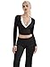 SUUKSESS Women Pilates Wrap Workout Cropped Top Ribbed Long Sleeve V Neck Tie Front Ballet Yoga Shrug Blouse(Black,M)