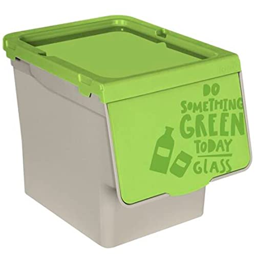 Acan Tradineur Poubelle empilable en polypropylène avec ouverture facile, recyclage, 27 litres, 31,5 x 29,5 x 39,5 cm