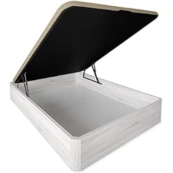 Precios De Canapés DUÉRMETE ONLINE - Canapé Abatible Extra Reforzado Gran Capacidad con Tapa Transpirable, Esquinas Redondeadas, 135 x 190, Cajón Grosor 30mm,Gris Polar