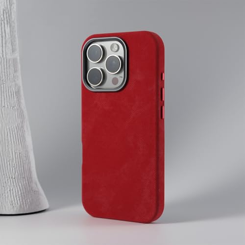 Coque iPhone 12 magnétique rouge en alliage rétro rigide sans fil