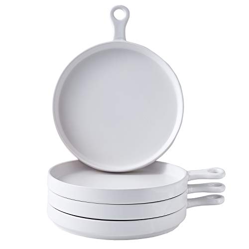 Bruntmor 11 Inch Ceramic Dinner Plate - Set Of 4, Ceramic Dish Set For Pasta Salad, Dinnerware Set, Appetizer Plates, Serving Plates With Handle - White #TOP4