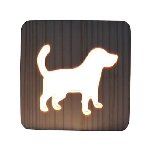 Genérico Lámpara Infantil | Lámpara LED Perro De Madera,Luz Nocturna para Niños,Para Interior Dormitorio Habitación Infantil Hogar Mesita Noche Estudio Escritorio Escuela Jardín