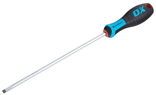 OX Tools Pro Series Slotted Parallel Screwdriver 200x5.5mm Magnetic Tip Ergonomic Soft Grip Chrome Vanadium Steel
