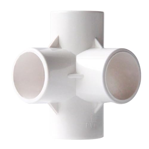 Codo de PVC de 4 vías (20 mm, 25 mm, 32 mm, 40 mm y 50 mm), métrico, para soldar con disolvente, conector de tubería de presión para acuario, estanque, piscina, jardín, bricolaje(White,20mm)