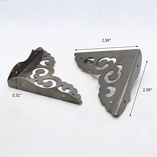 4Pcs Table Corner Protectors, 2.6"x2.6" Antique Bronze Metal Corner Protector, Table Corner Guards, Triangle Corner Decorative, Metal Edge Safety Corner for Wood Furniture Table Boxes Cabinets