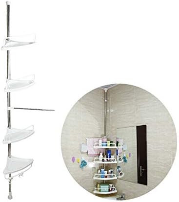 Telescopic Pole Corner Shelf 4 Tier Bathroom Shower Storage Tripod Rack Organizer Caddy Storage Rack Organizer Space Saving
