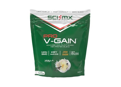 SCI-MX Pro V Gain 100% Plant Based Vegan Protein Formula With No Added Sugar - Vanilla Flavour - 900g - 20 SERVINGS