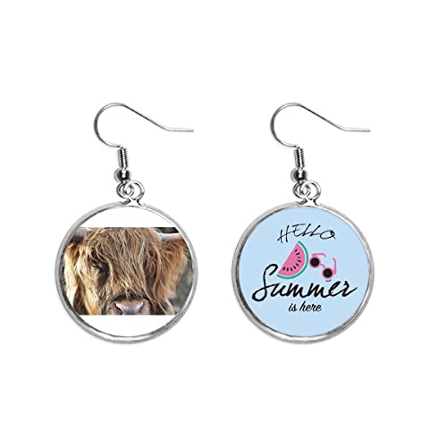 Pendientes de sandía para verano con diseño de búfalo terrestre