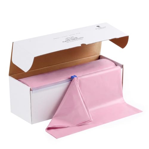 Goodluck 54 Inch x 300 Feet Pink Plastic Tablecloth Roll with Cutter Box