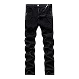 WEEN CHARM Mens Distressed Ripped Biker Slim Fit Jeans Moto Retro Denim Pants